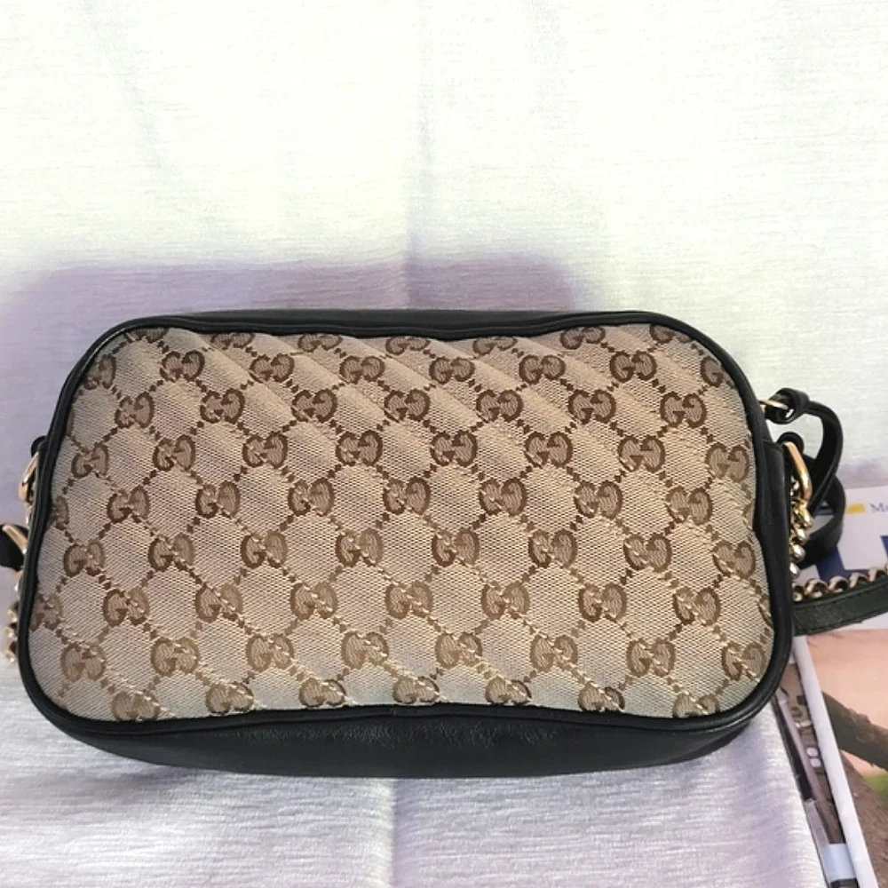 Auth💞Gucci Marmont Beige and Black Crossbody Bag - Picture 2 of 8